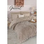 Güvenal Home Lüks Fırfırlı Çift Kişilik Welsoft Yatak Örtüsü ve Yorgan Seti (195x215 cm)